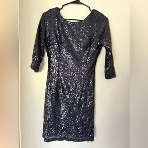 Lulus Navy Sequin Party Dress